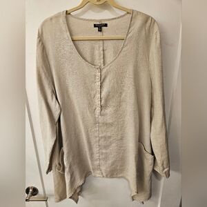 NWOT - Linen "For Cynthia" Oatmeal Tunic Top - Size 2X